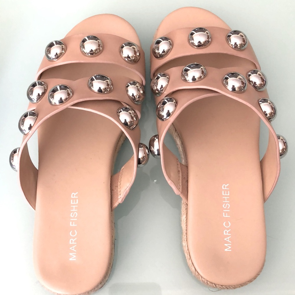 Marc Fisher Prisca Ball-Studded Espadrille Sandals